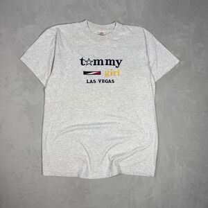 90s Mens Tommy Girl‎ Las Vegas Bootleg Graphic T-Shirt Vintage Streetwear Large